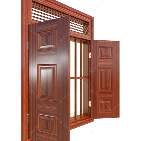 Cửa sổ thép vân gỗ 2 cánh đều KS-22.CS1-NC