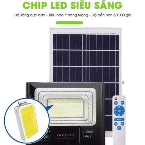 ĐÈN PHA NĂNG LƯỢNG MẶT TRỜI 200W Solar Light KUNGFU SOALR 200W