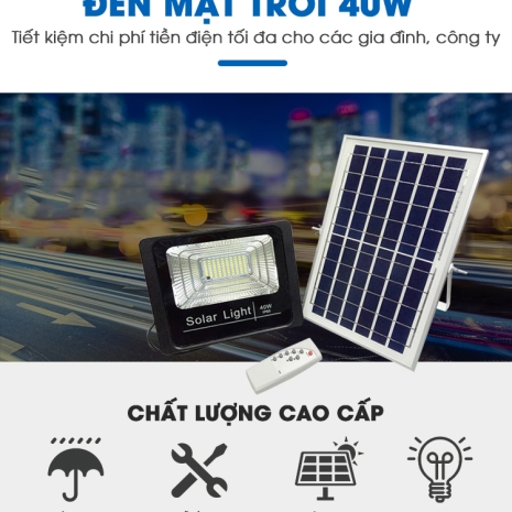 ĐÈN PHA NĂNG LƯỢNG MẶT TRỜI 40W Solar Light TOPSOLAR 
