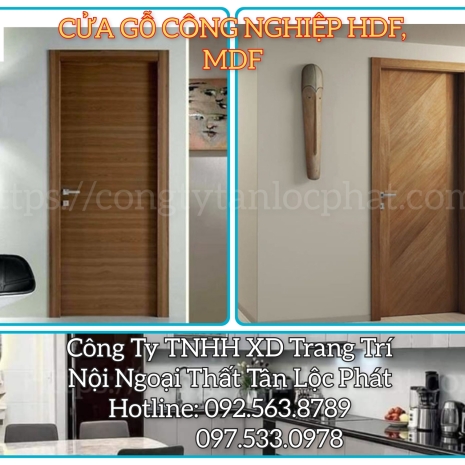 Cửa Gỗ Công Nghiệp HDF, MDF 035 Hiện Đại giá rẻ 
