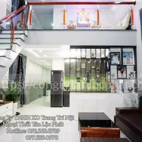 Phòng khách gác lửng thiết kế hiện đại 005