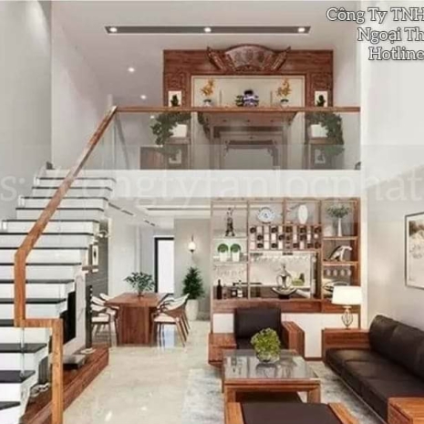 Phòng khách gác lửng cao cấp thiết kế hiện đại 004