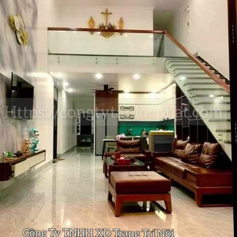 Phòng khách gác lửng cao cấp thiết kế hiện đại 002