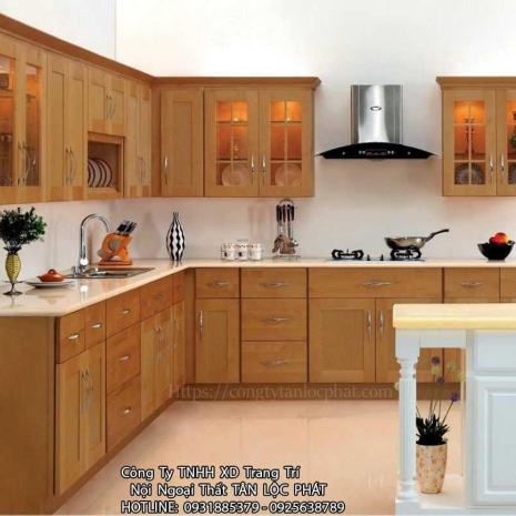Tủ Bếp Hiện Đại Gỗ Acrylic - MDF Vân Gỗ Cao Cấp 