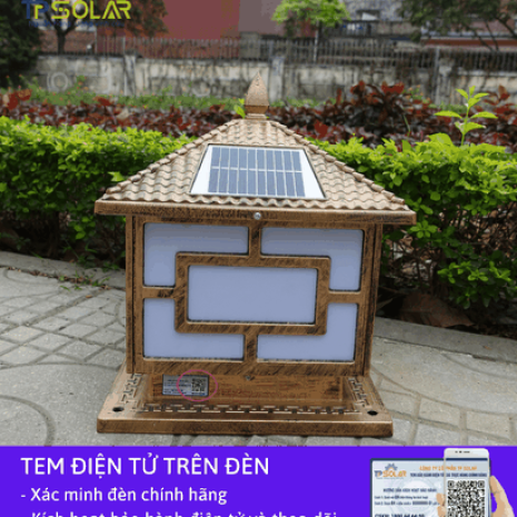 [40x45x40cm] Đèn Trụ Cổng Năng Lượng Mặt Trời TP Solar TPZ-06 Hình Ngôi Nhà Mái Chóp