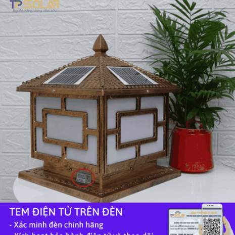 [25x22.5x31cm] Đèn Trụ Cổng Năng Lượng Mặt Trời TP Solar TPZ-04 Hình Ngôi Nhà Mái Chóp