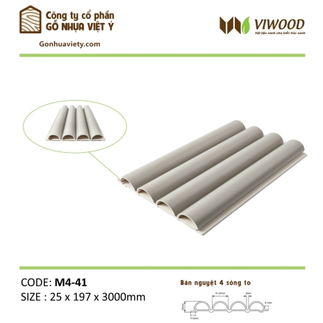 Mã Bán Nguyệt 4 Sóng M4- 41  Size 25 x 197 x 3000 mm