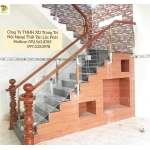 Cầu Thang Gỗ Kính Cường Lực Trụ Tròn