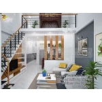 Phòng khách gác lửng thiết kế hiện đại 003