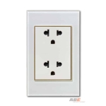 Ổ cắm đôi 3 chấu Kính trắng V2-D6C