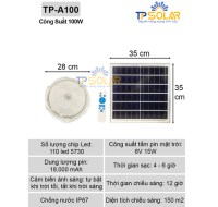 [100W] Đèn Áp Trần Năng Lượng Mặt Trời TP Solar TP-A100N 3 Màu Ánh Sáng