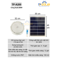 200W] Đèn Áp Trần Năng Lượng Mặt Trời TP Solar TP-A200N Sang Trọng 3 Màu Ánh Sáng