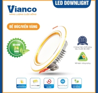 Downlight Đèn Led Downlight 12W Đế Đúc Viền Vàng Đổi Màu Vianco