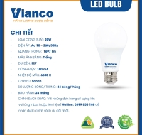 Bóng Led Bulb Vianco 20W - LB6VA