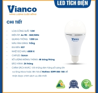 Bóng Led Bulb Tích Điện 12W Vianco - LT1VA