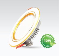 Downlight Đèn Led Downlight 12W Đế Đúc Viền Vàng Đổi Màu Vianco