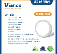 Đèn Led Ốp Trần Tròn 18W Vianco - N2VA