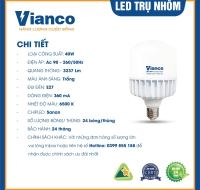 Đèn Led Trụ Nhôm 40W Vianco - T19VA 