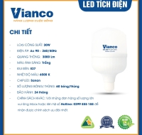 Bóng Led Trụ Tích Điện 30W Vianco - LT3VA