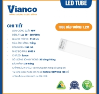 Đèn Led Tube Đầu Vuông 40W Vianco- TU5VA