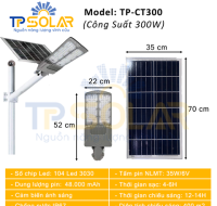 300W] Đèn Bàn Chải Vát 2 Mặt Năng Lượng Mặt Trời TP-CT300