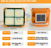 Đèn Đa Năng Xách Tay Năng Lượng Mặt Trời TP Solar TP-X100N Bản Nâng cấp mới nhất 2023