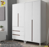 Tủ Quần Áo MDF Màu Trắng Cao Cấp