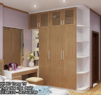 Tủ Quần Áo MDF Màu Trắng Phối Vân Gỗ Cao Cấp