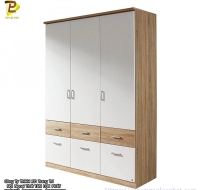 Tủ Quần Áo MDF Màu Trắng Phối Vân Gỗ Cao Cấp