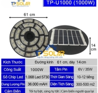 [1000W] Đèn UFO Năng Lượng Mặt Trời TP Solar TP-U1000 Chiếu Sáng 360 Độ