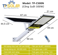 [500W] Đèn Bàn Chải Năng Lượng Mặt Trời TP Solar TP-C500N