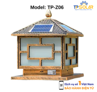 [40x45x40cm] Đèn Trụ Cổng Năng Lượng Mặt Trời TP Solar TPZ-06 Hình Ngôi Nhà Mái Chóp