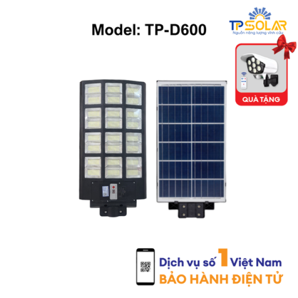 (600W) Đèn Đường Liền Thể Năng Lượng Mặt Trời TP Solar TP-D600N Mẫu Mới Nhất 3 Mặt Đèn