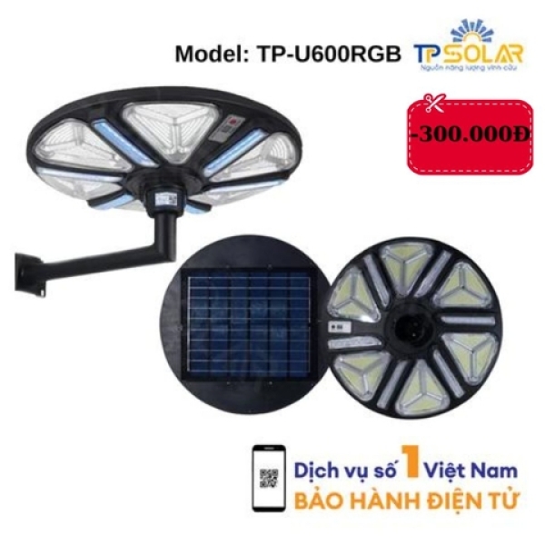 600W] Đèn UFO Năng Lượng Mặt Trời TP Solar TP-U600RGB Chiếu Sáng 360 Độ