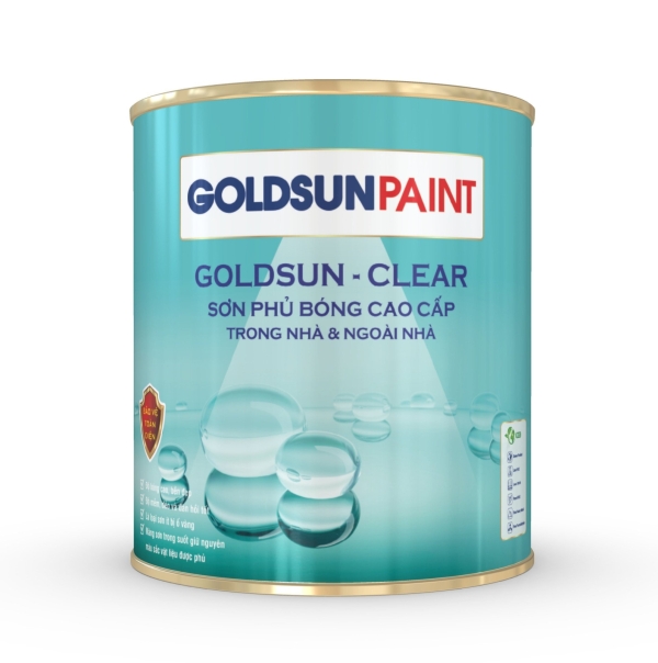  GOLDSUN - CLEAR SƠN PHỦ BÓNG   KHÔNG MÀU CAO CẤP  LON 0.9Kg