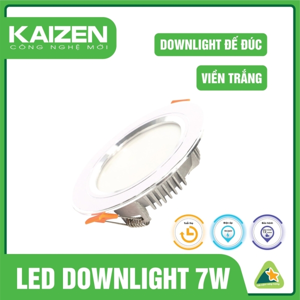 LED Âm Trần Kaizen Đế Đúc - Viền Trắng - Đổi Màu 7W - A6Z