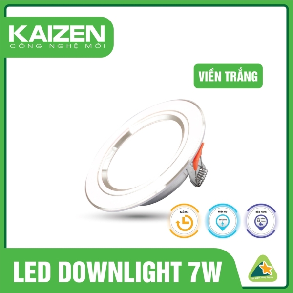 LED Âm Trần Kaizen Đế Thường - Viền Trắng - Đổi Màu 7W - A4Z