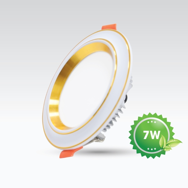 Downlight Đèn Led Downlight Vành Cong 7W Viền Vàng Đổi Màu Vianco