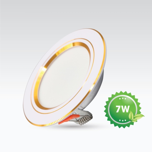 Đèn Led Downlight 7W Đế Thường Viền Vàng Đổi Màu Vianco - A3VA