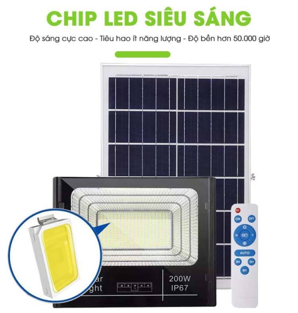 ĐÈN PHA NĂNG LƯỢNG MẶT TRỜI 200W Solar Light KUNGFU SOALR 200W