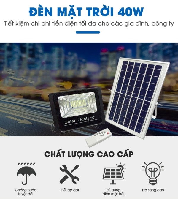 ĐÈN PHA NĂNG LƯỢNG MẶT TRỜI 40W Solar Light TOPSOLAR 