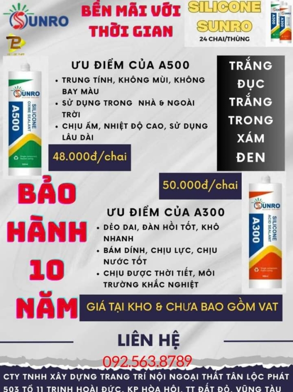 Keo SILICONE SUNRO Cao Cấp Bền Vững Với Thời Gian 001