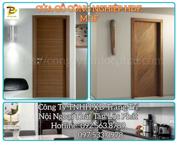 Cửa Gỗ Công Nghiệp HDF, MDF 035 Hiện Đại giá rẻ 