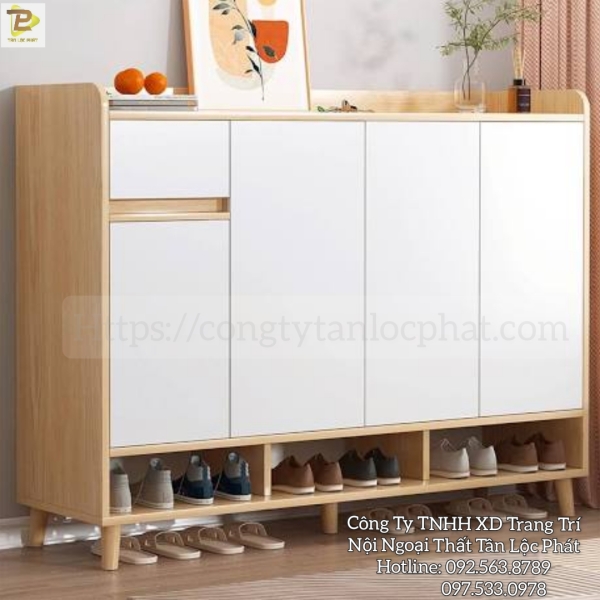 Tủ Giày Dép Chất Liệu  Gỗ Tự Nhiên, Gỗ Công Nghiệp MDF Kháng Ẩm 002 Hiện Đại Cao Cấp