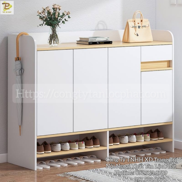 Tủ Giày Dép Chất Liệu  Gỗ Tự Nhiên, Gỗ Công Nghiệp MDF Kháng Ẩm 003 Hiện Đại Cao Cấp