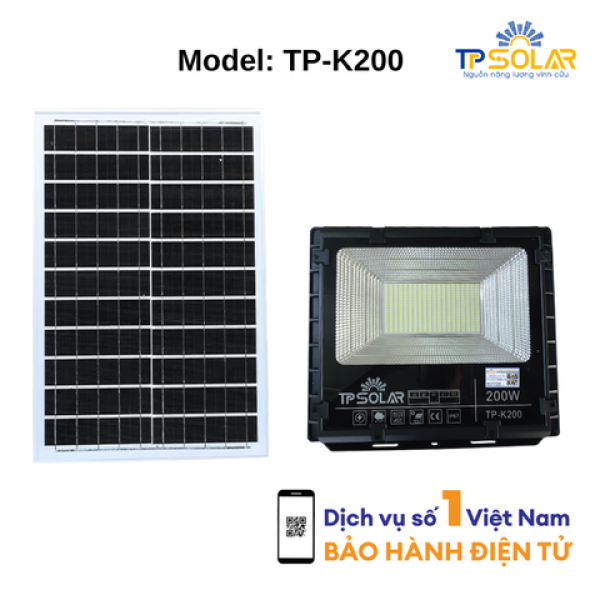 200W] ĐÈN PHA NĂNG LƯỢNG MẶT TRỜI BẢN NÂNG CẤP TP SOLAR TP-K200 MỚI NHẤT