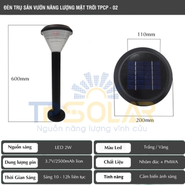 Đèn Sân Vườn Năng Lượng Mặt Trời TP Soalr TP-Solar TP-CP02