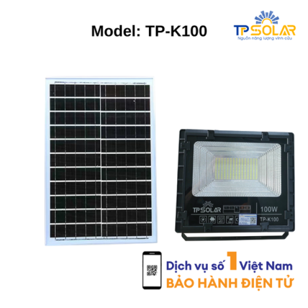 [100W] ĐÈN PHA NĂNG LƯỢNG MẶT TRỜI BẢN NÂNG CẤP TP SOLAR TP-K100 MỚI NHẤT