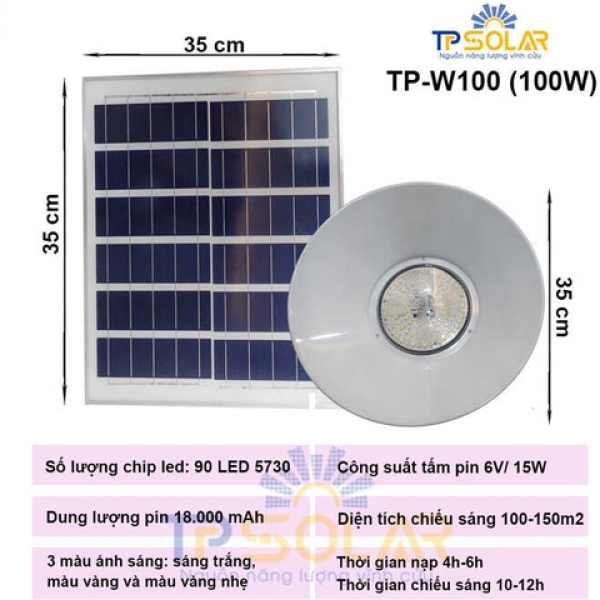 100W] Đèn Thả Hình Loa Năng Lượng Mặt Trời TP Solar TP-W100 Cổ Điển 3 Màu