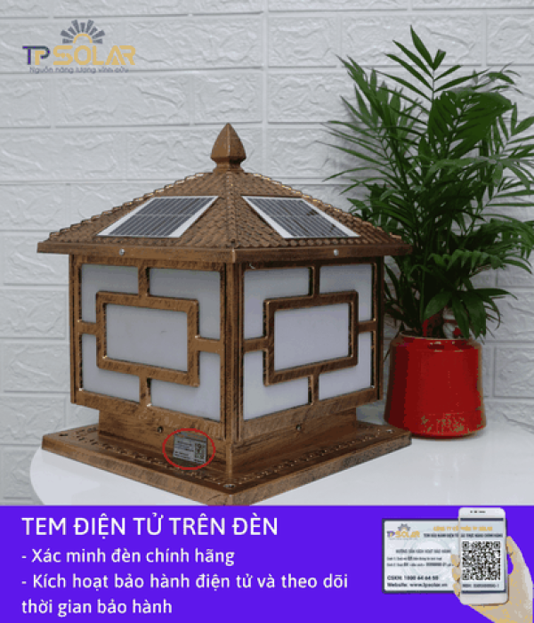 [25x22.5x31cm] Đèn Trụ Cổng Năng Lượng Mặt Trời TP Solar TPZ-04 Hình Ngôi Nhà Mái Chóp